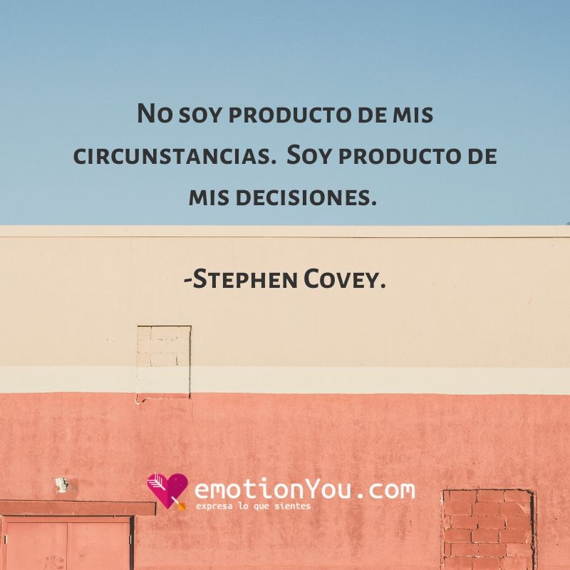 No soy producto de mis circunstancias. Soy producto de mis decisiones. Stephen Covey. 1 No soy el producto de mis circunstancias circunstancias | decisiones | stephen covey
